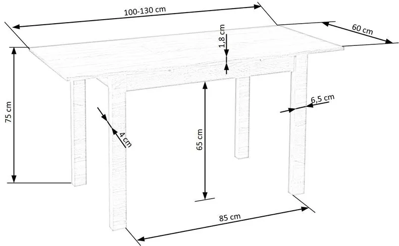Обеденный стол раскладной HALMAR GINO 100-135x60 см, столешница - белая, ножки - белые фото №10