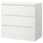 IKEA MALM МАЛЬМ, комод с 3 ящиками, белый, 80x78 см 204.035.62 фото