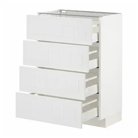 IKEA METOD МЕТОД / MAXIMERA МАКСИМЕРА, напольный шкаф 4 фасада / 4 ящика, белый / Стенсунд белый, 60x37 см 794.094.87 фото