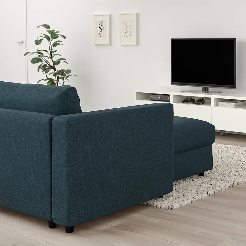 IKEA VIMLE ВИМЛЕ, угловой диван-кровать, 5-местный, с шезлонгом/Hillared темно-синий 595.369.81 фото №2