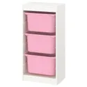 IKEA TROFAST ТРУФАСТ, комбінація для зберіган +контейнери, білий / рожевий, 46x30x94 см 895.332.26 фото thumb №1