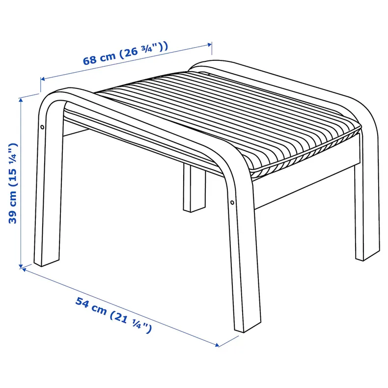IKEA POÄNG ПОЭНГ, кресло с табуретом для ног, Шпон дуба, окрашенный в белый / черный цвет 794.842.07 фото №7