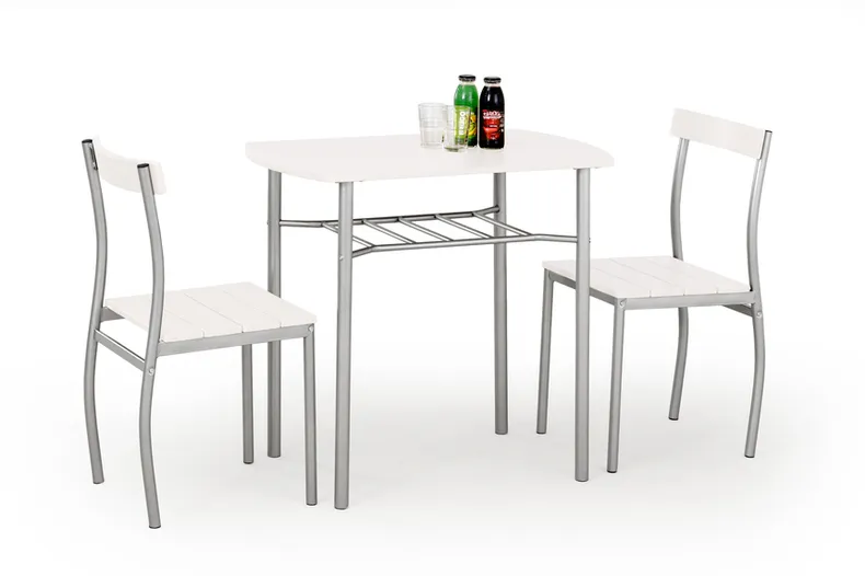 Столовий комплект HALMAR LANCE стіл + 2 стільці 82x50 см білий фото №1