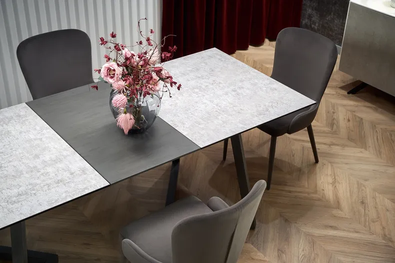 Обідній стіл розкладний HALMAR TIZIANO 160-210x90 см, стільниця - світлий сірий / темний сірий, ніжки - темний сірий фото №5