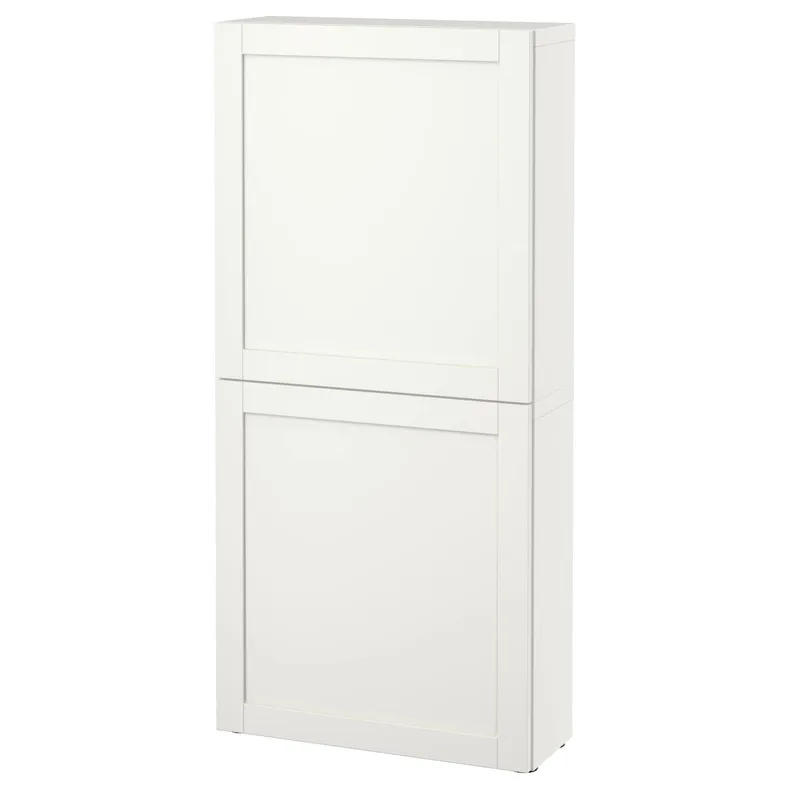 IKEA BESTÅ БЕСТО, навесной шкаф с 2 дверями, белый / Ханвикен белый, 60x22x128 см 094.219.87 фото №1