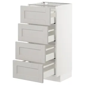 IKEA METOD МЕТОД / MAXIMERA МАКСИМЕРА, напольн шкаф 4 фронт панели / 4 ящика, белый / светло-серый, 40x37 см 792.743.89 фото