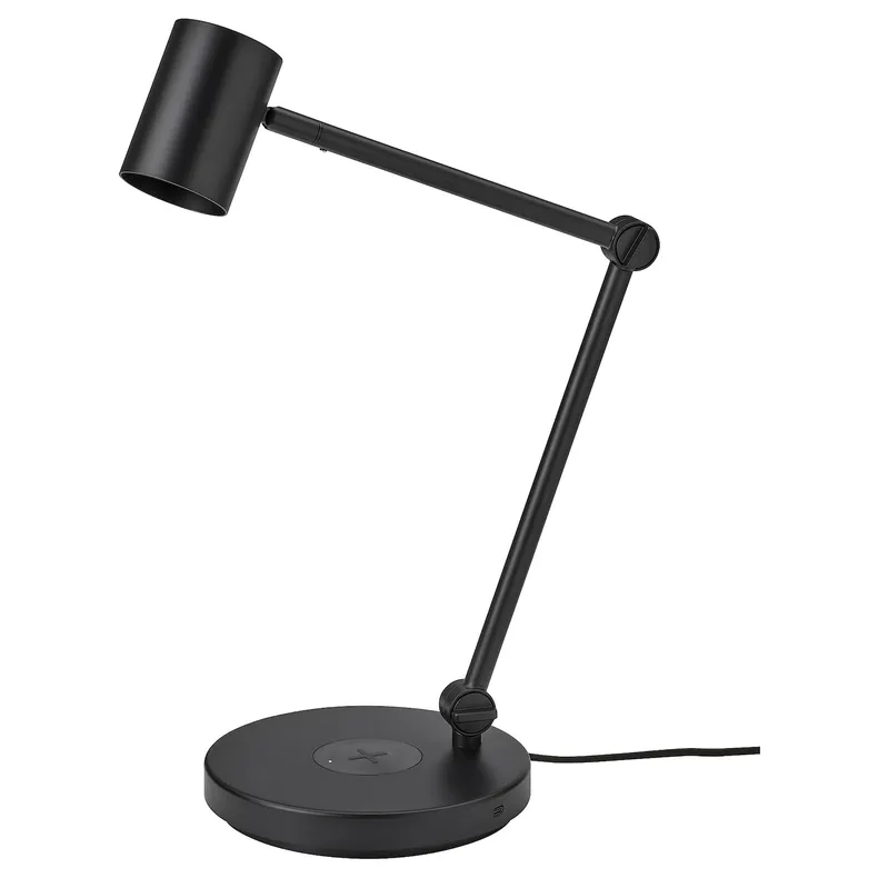 IKEA NYMÅNE НЮМОНЕ, робоча лампа з функц бездрот зарядж, антрацит 904.777.43 фото №1