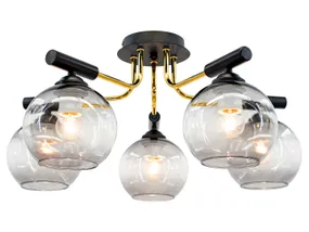 BRW Смелый 5-позиционный металлический потолочный светильник в черно-золотом цвете 087183 фото