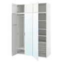 IKEA PLATSA ПЛАТСА, гардероб с 6 дверями, белый STRAUMEN зеркальное стекло / SANNIDAL белый, 140x57x221 см 994.173.73 фото thumb №1