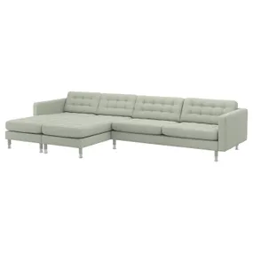 IKEA LANDSKRONA ЛАНДСКРУНА, 5-місний диван, з кушетками / ГУННАРЕД світло-зелений / металевий 392.699.88 фото