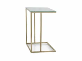 Журнальний столик скляний SIGNAL SYMPHONY G, 40x30 см, золотий / білий фото