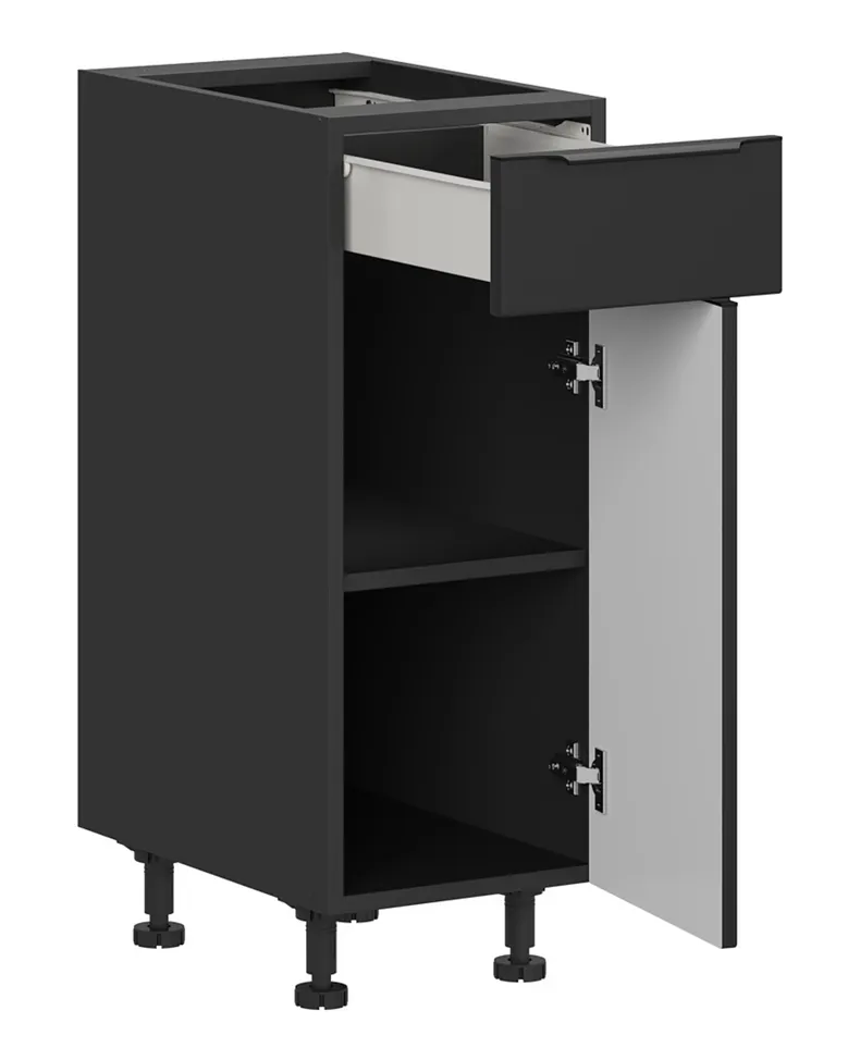 BRW Кухонна шафа Sole L6 30 см права з висувною шухлядою чорний матовий, чорний/чорний матовий FM_D1S_30/82_P/SMB-CA/CAM фото №3