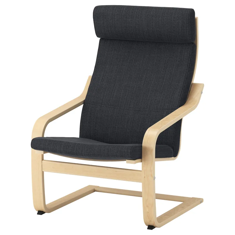 IKEA POÄNG ПОЕНГ, крісло, березовий шпон / ХІЛЛАРЕД антрацит 191.977.75 фото №1