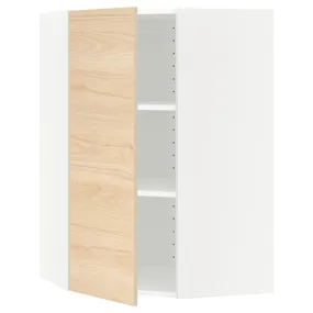 IKEA METOD МЕТОД, кутова навісна шафа з полицями, білий / АСКЕРСУНД під світлий ясен, 68x100 см 992.157.56 фото