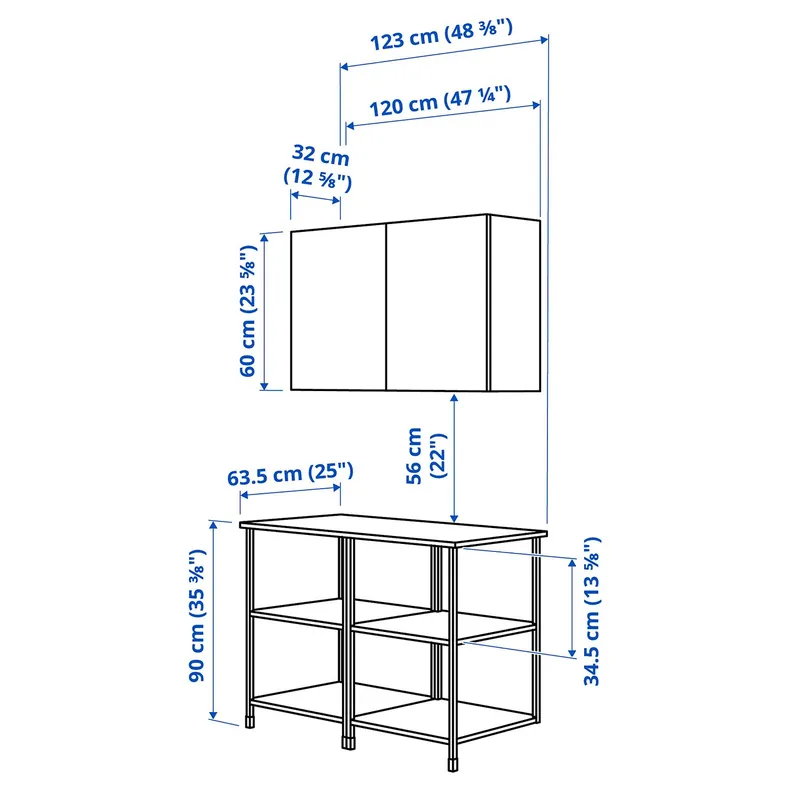 IKEA ENHET ЕНХЕТ, шафа, білий/блідо-сіро-зелений, 123x63.5x207 см 595.481.11 фото №5