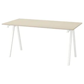 IKEA TROTTEN ТРОТТЕН, письменный стол, бежевый / белый, 160x80 см 694.342.70 фото
