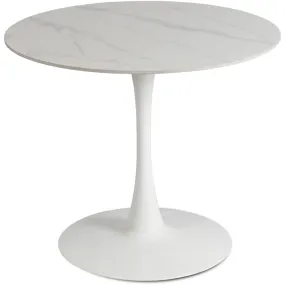 Стол круглый с эффектом мрамора MEBEL ELITE SANDER 90 см, белый фото