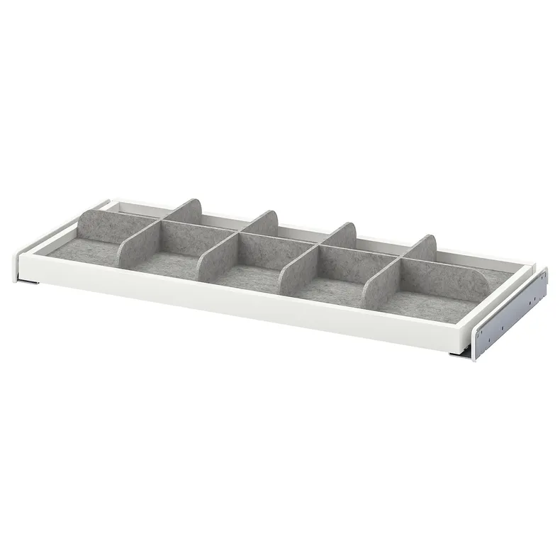 IKEA KOMPLEMENT КОМПЛЕМЕНТ, висувна полиця з роздільником, білий / світло-сірий, 75x35 см 093.320.57 фото №1