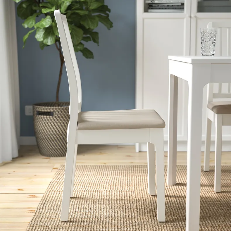 IKEA EKEDALEN ЕКЕДАЛЕН, стілець, білий / ХАКЕБУ бежевий 994.293.85 фото №2
