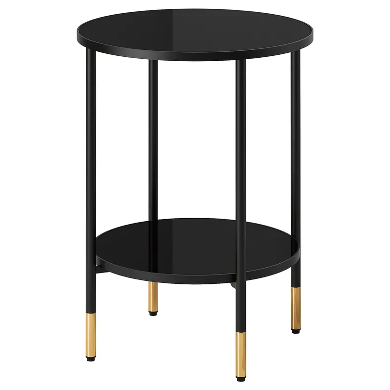 IKEA ÄSPERÖD ЭСПЕРЁД, придиванный столик, черный / стекло черное, 45 см 104.621.80 фото №1