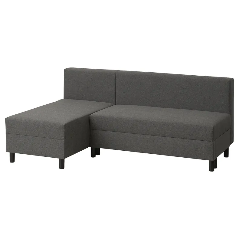 IKEA BORGÅSEN БОРГОСЕН, 3-местный диван-кровать, с шезлонгом темно-серого цвета 805.724.58 фото №1