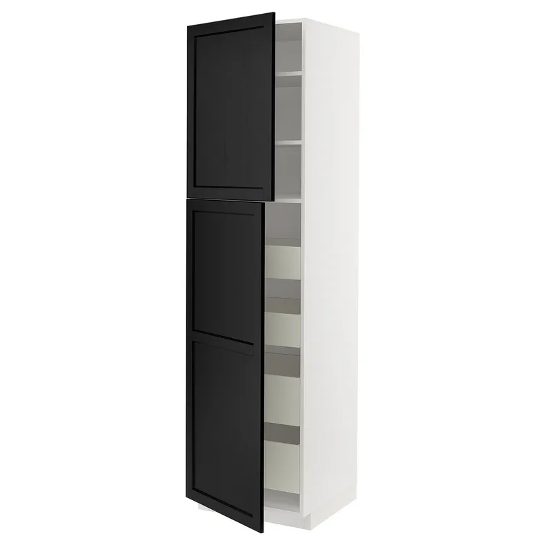 IKEA METOD МЕТОД / MAXIMERA МАКСИМЕРА, высокий шкаф / 2дверцы / 4ящика, белый / Лерхиттан с черными пятнами, 60x60x220 см 194.542.08 фото №2