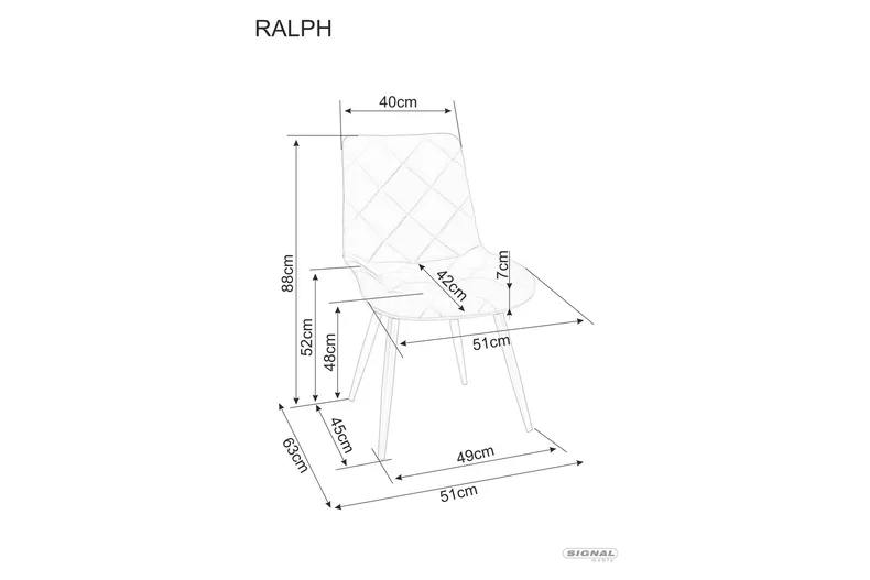 Стілець кухонний SIGNAL RALPH Velvet, Bluvel 19 - чорний фото №21