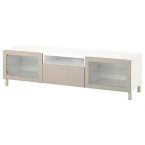 IKEA BESTÅ БЕСТО, тумба под ТВ, белый Sindvik / Lappviken / Mejarp светло-серый / бежевый, 180x42x48 см 594.359.15 фото