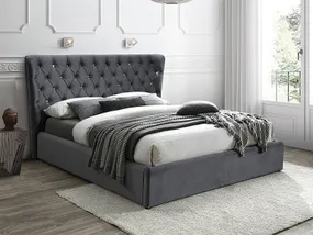 Ліжко двоспальне оксамитове SIGNAL CARVEN Bluvel 14 - сірий, 160x200 см фото