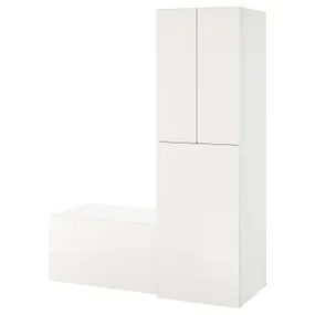 IKEA SMÅSTAD СМОСТАД, гардероб з висувним модулем, білий білий/з лавкою з відділенням д/зберігання, 150x57x196 см 794.837.07 фото