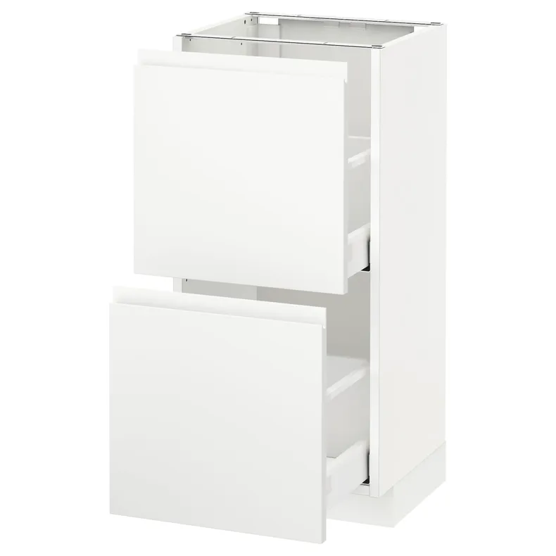 IKEA METOD МЕТОД / MAXIMERA МАКСІМЕРА, підлогова шафа з 2 шухлядами, білий / Voxtorp матовий білий, 40x37 см 891.128.29 фото №1