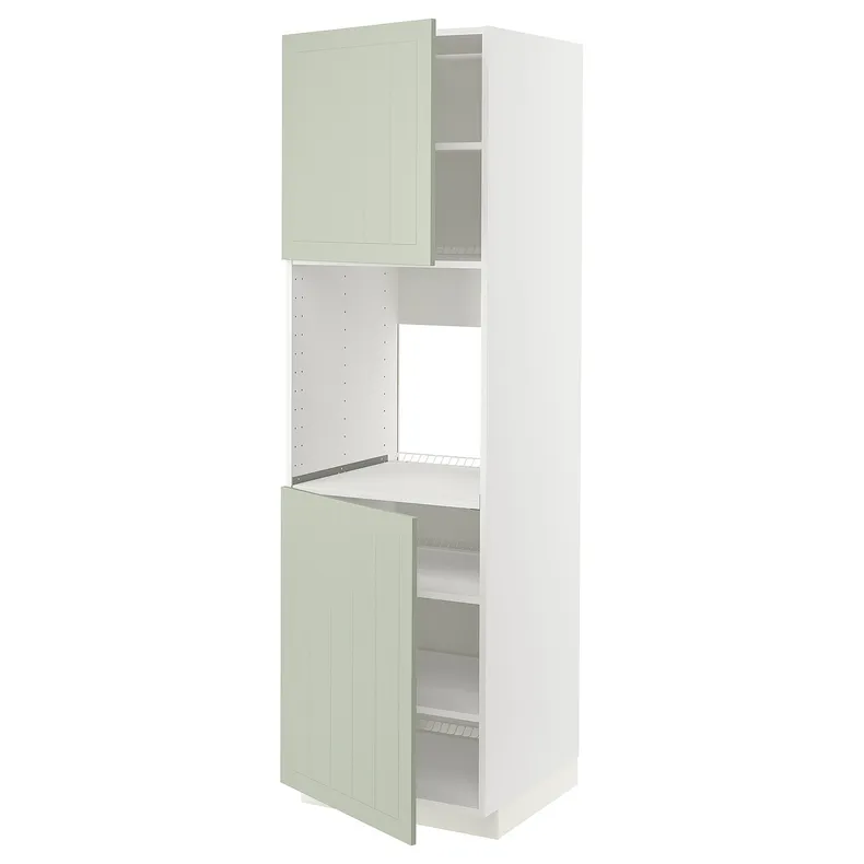 IKEA METOD МЕТОД, висока шафа для дух, 2 дверцят / пол, білий / Стенсунд світло-зелений, 60x60x200 см 094.866.53 фото №1