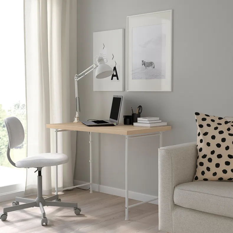 IKEA LINNMON ЛИННМОН / SPÄND СПЭНД, письменный стол, Дуб, окрашенный в белый/белый цвет, 100x60 см 095.638.68 фото №4