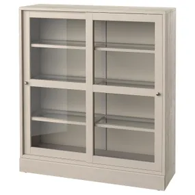 IKEA HAVSTA ХАВСТА, шкаф-витрина с цоколем, серый беж / прозрачное стекло, 121x37x134 см 895.346.69 фото
