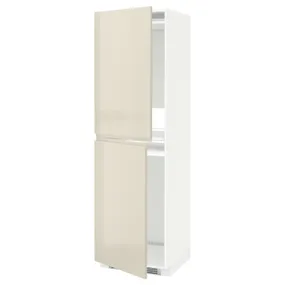 IKEA METOD МЕТОД, висока шафа для холодильнка / морозил, білий / Voxtorp високий глянець світло-бежевий, 60x60x200 см 591.435.68 фото