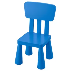 IKEA MAMMUT МАММУТ, дитячий стілець, для приміщення / вулиці / синій 603.653.46 фото