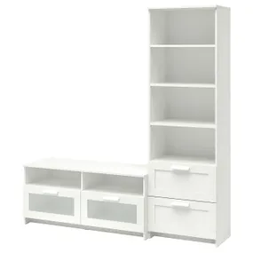 IKEA BRIMNES БРИМНЭС, шкаф для ТВ, комбинация, белый, 180x41x190 см 391.843.43 фото