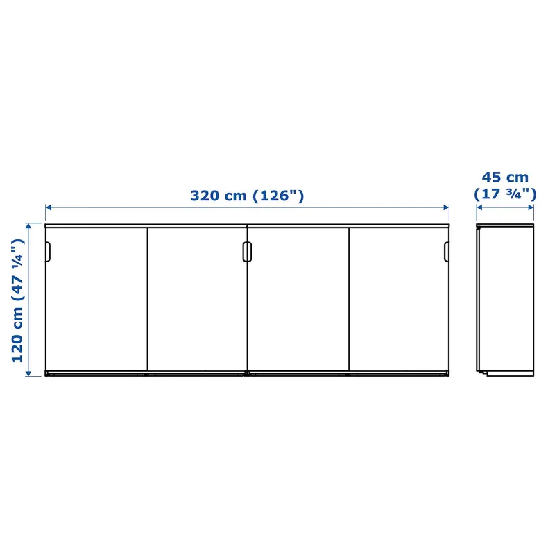 IKEA GALANT ГАЛАНТ, комбинация для хран с раздв дверц, Шпон ясеня, окрашенный в черный цвет, 320x120 см 692.856.18 фото №5