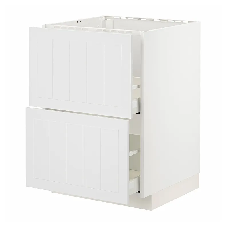 IKEA METOD МЕТОД / MAXIMERA МАКСІМЕРА, підлог шафа д / мийки+2 фр пан / 2 шух, білий / стенсундський білий, 60x60 см 594.094.74 фото №1