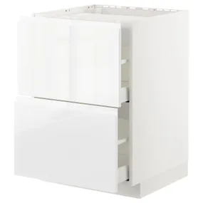 IKEA METOD МЕТОД / MAXIMERA МАКСИМЕРА, напольный шкаф / 2фронт панели / 2ящика, белый / Воксторп глянцевый / белый, 60x60 см 592.539.29 фото