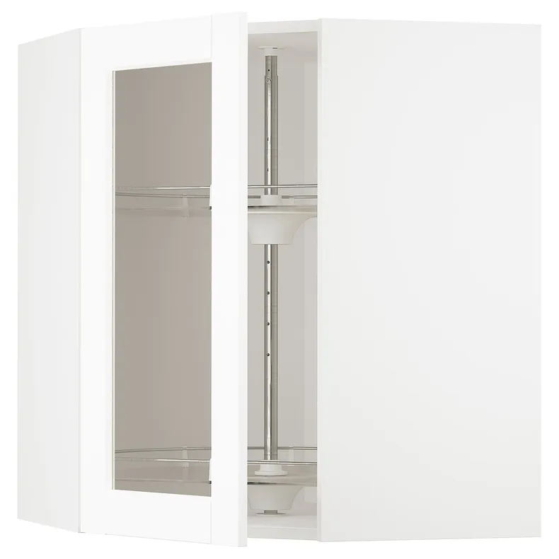 IKEA METOD МЕТОД, углов навесн шкаф с врщ скц / сткл дв, белый Энкёпинг / белая имитация дерева, 68x80 см 794.736.09 фото №1