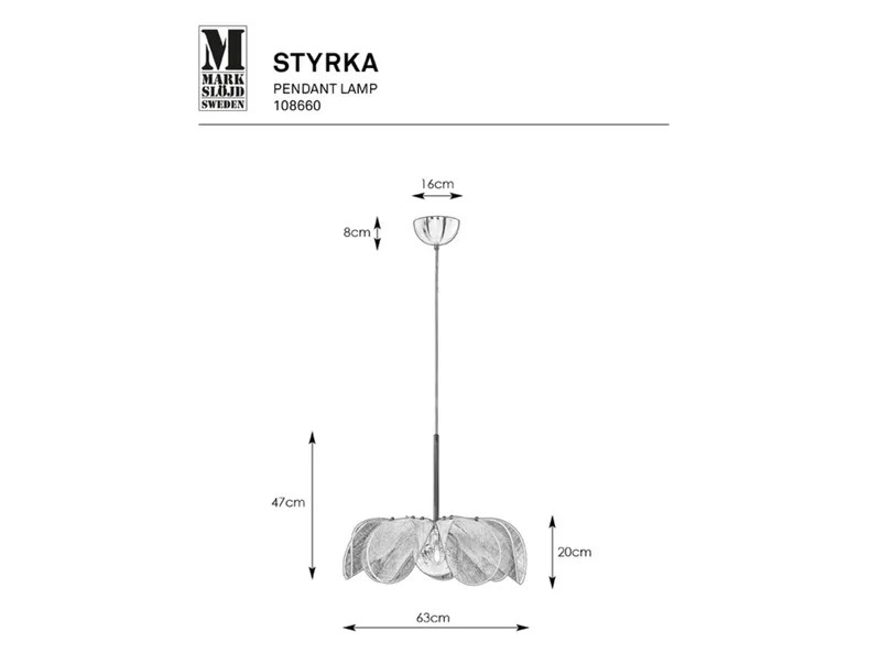 BRW Підвісний світильник Styrka 63 см тканинний чорний 095852 фото №6