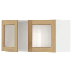 IKEA METOD МЕТОД, шафа навісна із 2 скляними дверцят, білий / ФОРСБАККА дуб, 80x40 см 095.093.53 фото