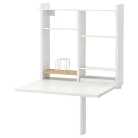 IKEA NORBERG НОРБЕРГ, стіл відкидний із полиц, наст кріпл, білий, 64x60 см 204.979.28 фото