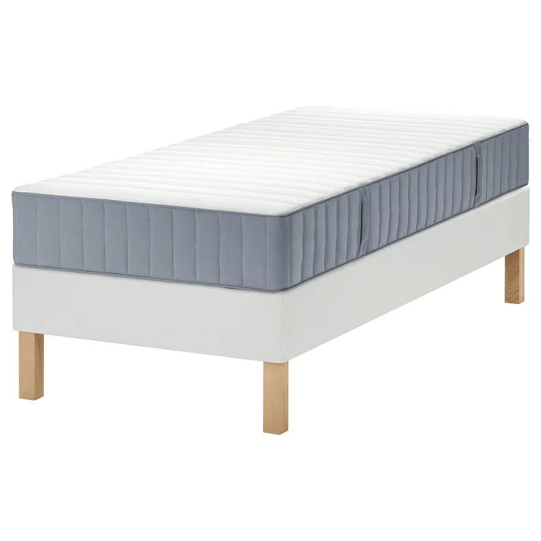IKEA LYNGÖR ЛЮНГЕР, диван-ліжко, Valevåg середня твердість / легка блакитно-біла, 90x200 см 295.523.88 фото №1