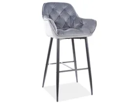 Барный бархатный стул SIGNAL CHERRY H-1 Velvet, Bluvel 14 - серый фото