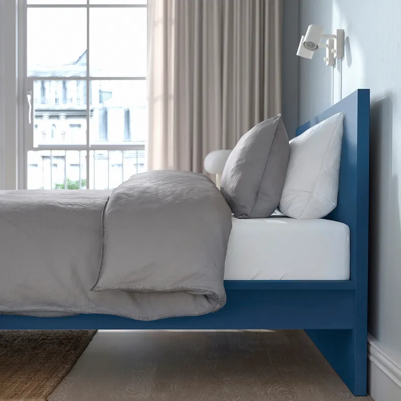IKEA MALM МАЛЬМ, каркас кровати, синий/Лёнсет, 160x200 см 395.599.40 фото №4