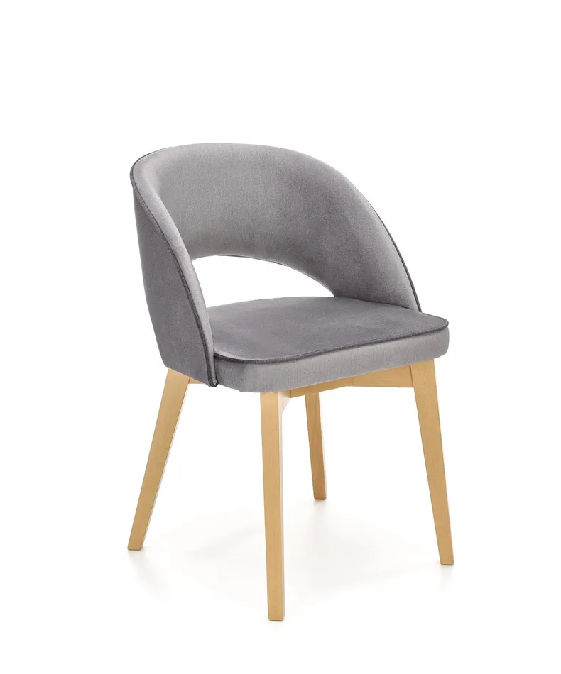Кухонный стул бархатный HALMAR MARINO Velvet, серый MONOLITH 85 / дуб медовый фото №7