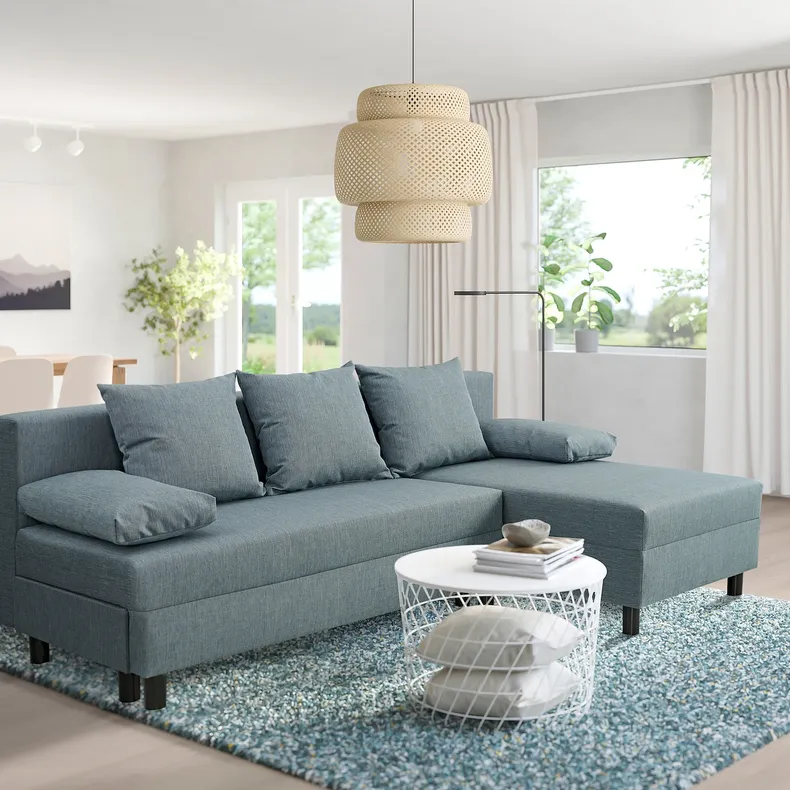 IKEA ANGSTA АНГСТА, 3-местный диван-кровать, с шезлонгом бирюзового цвета 805.014.37 фото №2