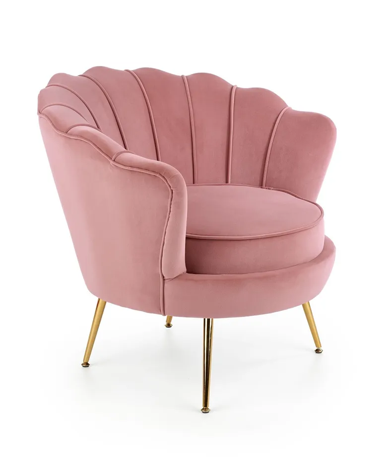 Мягкое кресло HALMAR AMORINITO светло-розовый/золотой фото №1